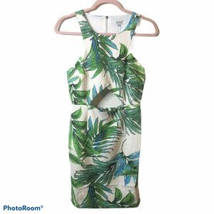 Lucy Paris White Tropical print cut out dress